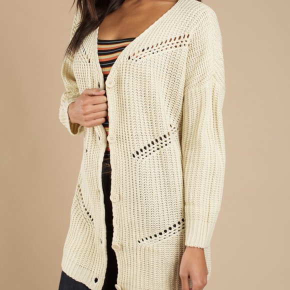 TOBI Spring Equinox Cream Chunky Cardigan - Picture 2 of 4